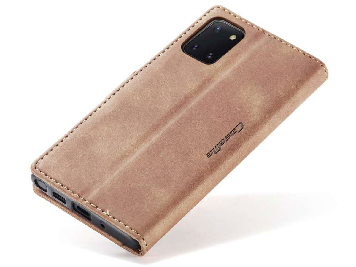 CaseMe Vintage BookCase Tan - Samsung Galaxy Note 10 Lite hoesje