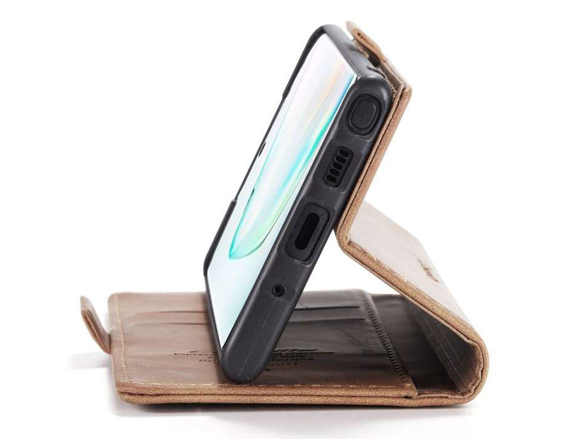 CaseMe Vintage BookCase Tan - Samsung Galaxy Note 10 Lite hoesje