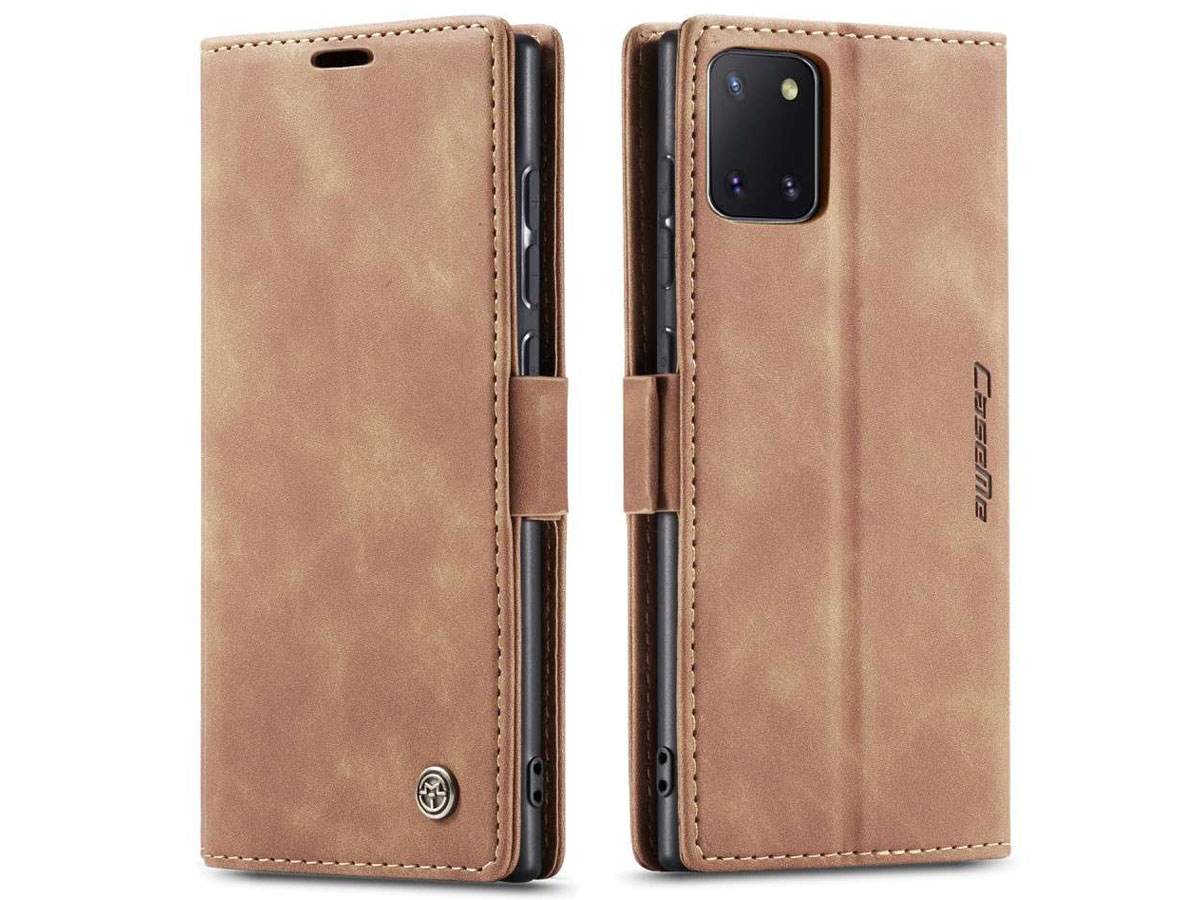 CaseMe Vintage BookCase Tan - Samsung Galaxy Note 10 Lite hoesje