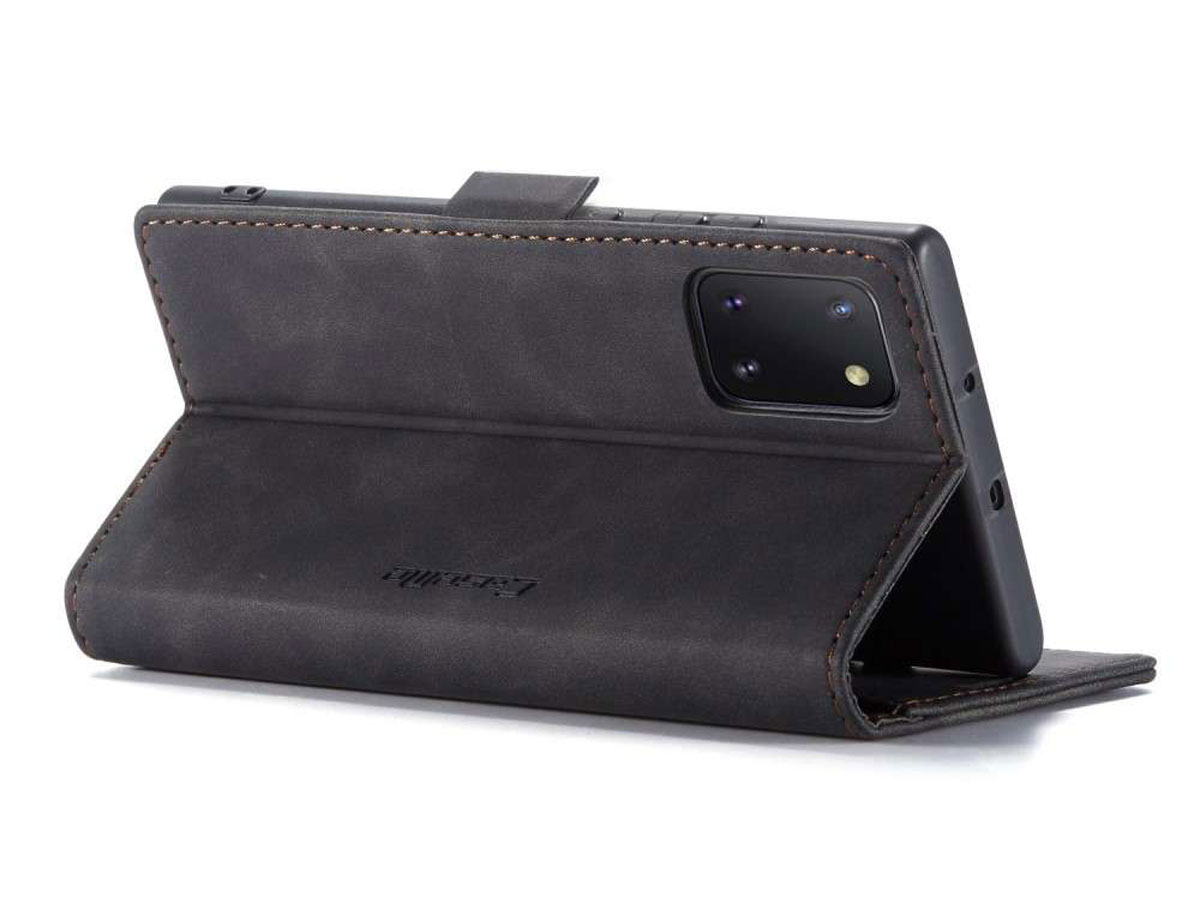 CaseMe Vintage BookCase Zwart - Samsung Galaxy Note 10 Lite hoesje