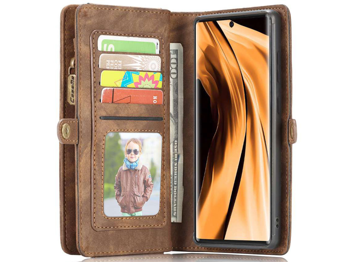 CaseMe 2in1 Wallet Ritsvak Case Bruin - Samsung Galaxy Note 20 Hoesje