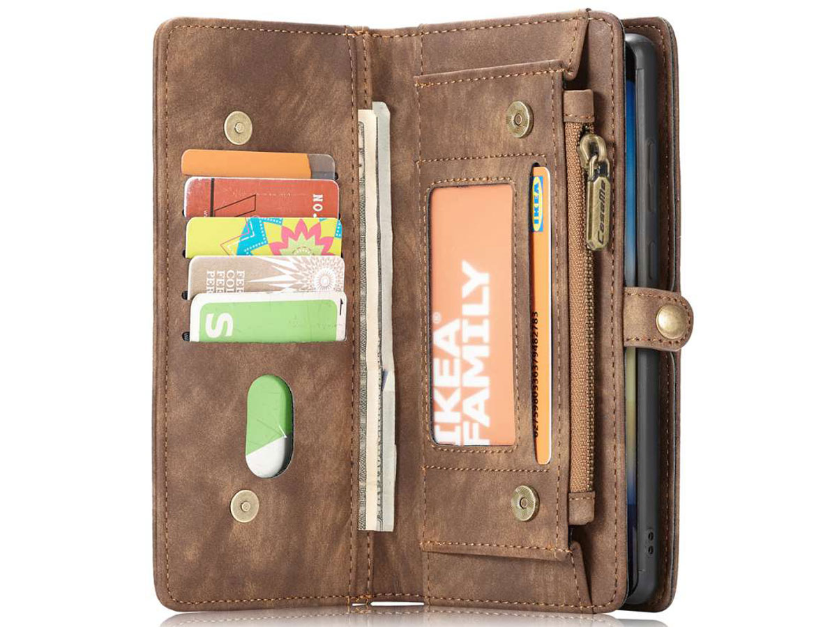 CaseMe 2in1 Wallet Ritsvak Case Bruin - Samsung Galaxy Note 20 Hoesje