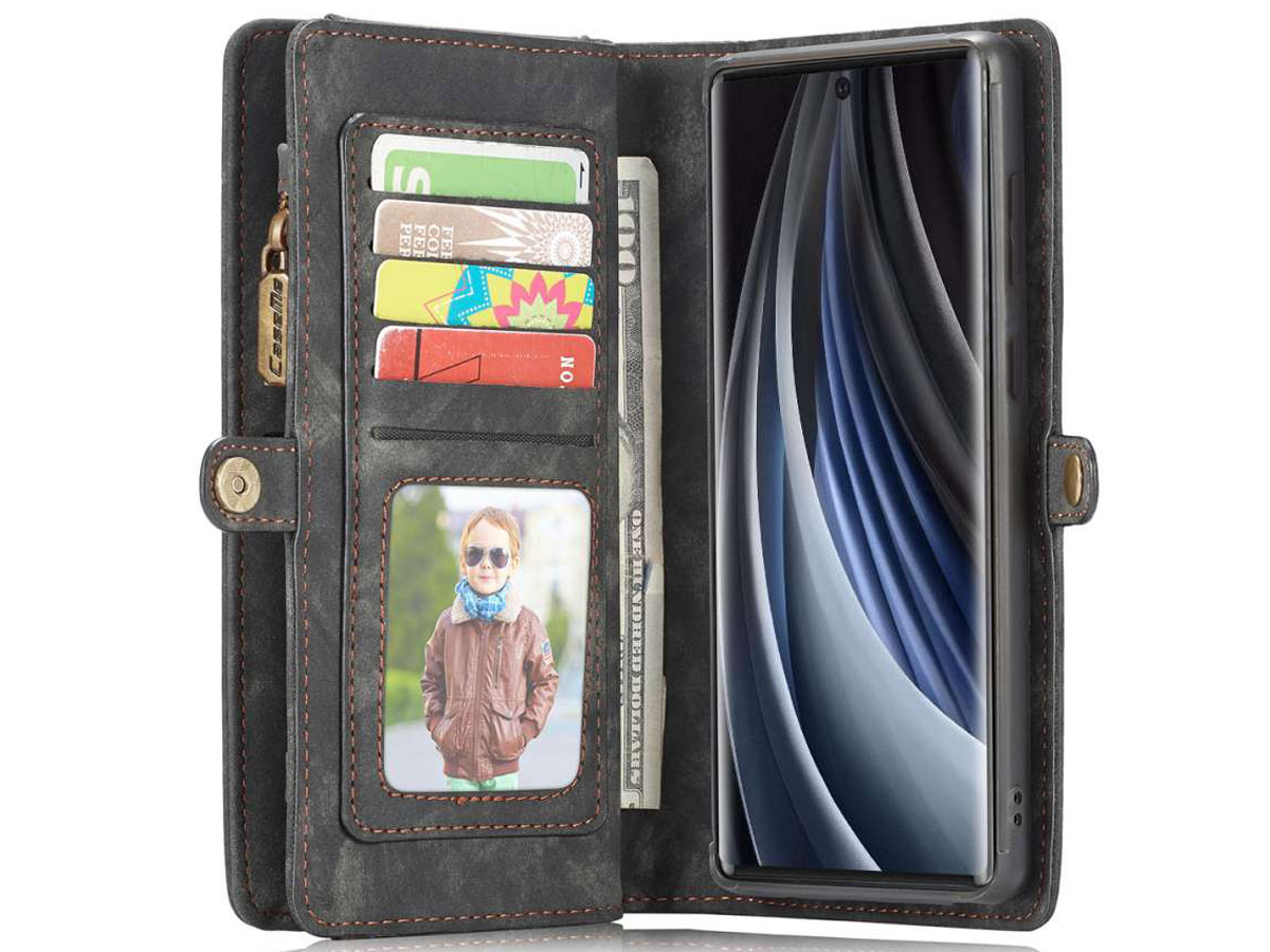 CaseMe 2in1 Wallet Ritsvak Case Zwart - Samsung Galaxy Note 20 Hoesje