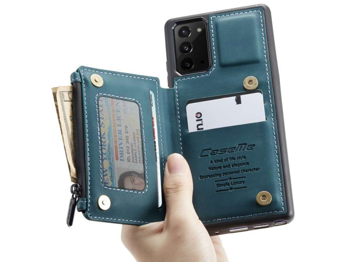 CaseMe Backcase Wallet Blauw - Samsung Galaxy Note 20 hoesje