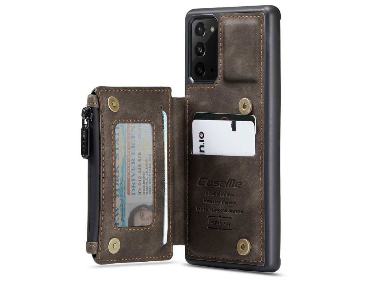 CaseMe Backcase Wallet Bruin - Samsung Galaxy Note 20 hoesje