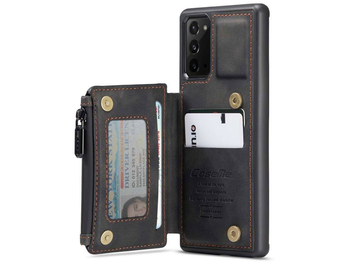 CaseMe Backcase Wallet Zwart - Samsung Galaxy Note 20 hoesje