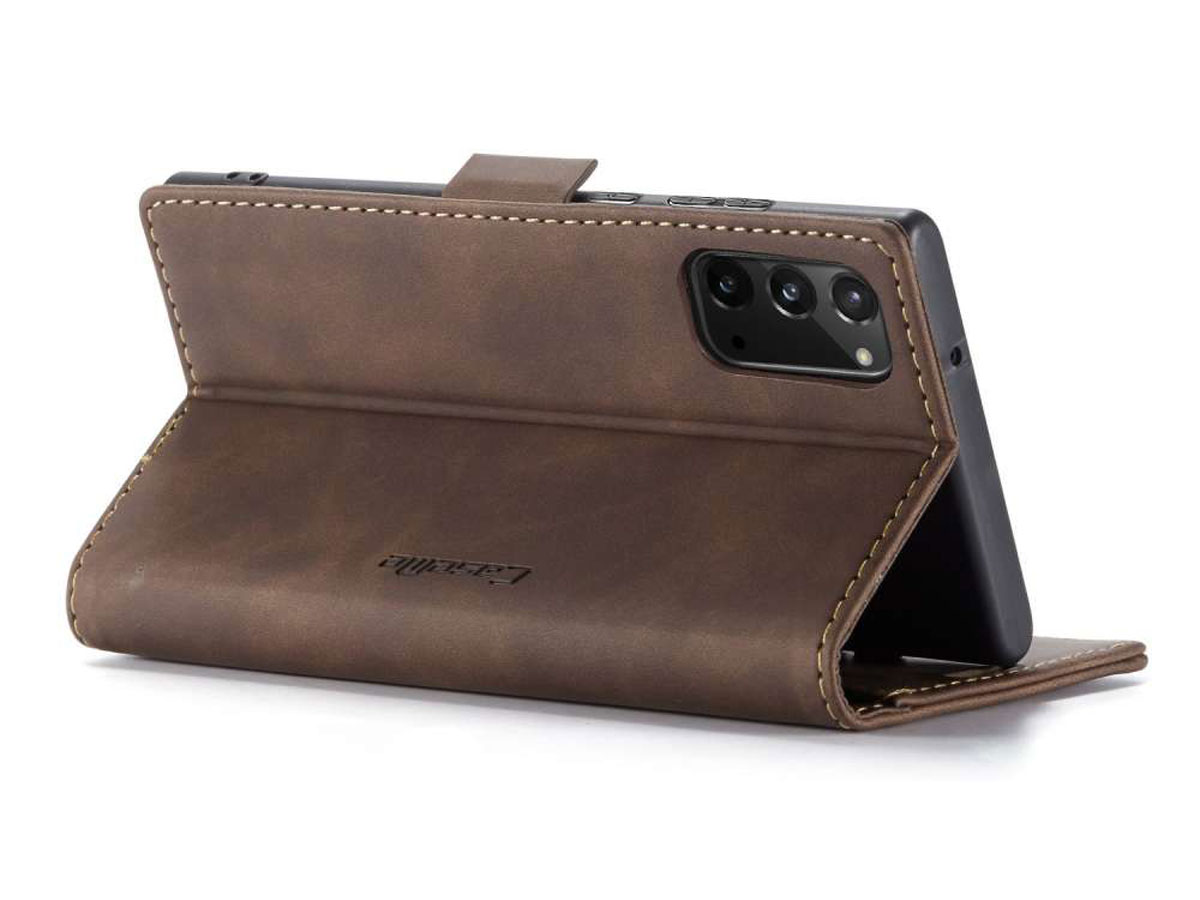 CaseMe Vintage BookCase Bruin - Samsung Galaxy Note 20 hoesje