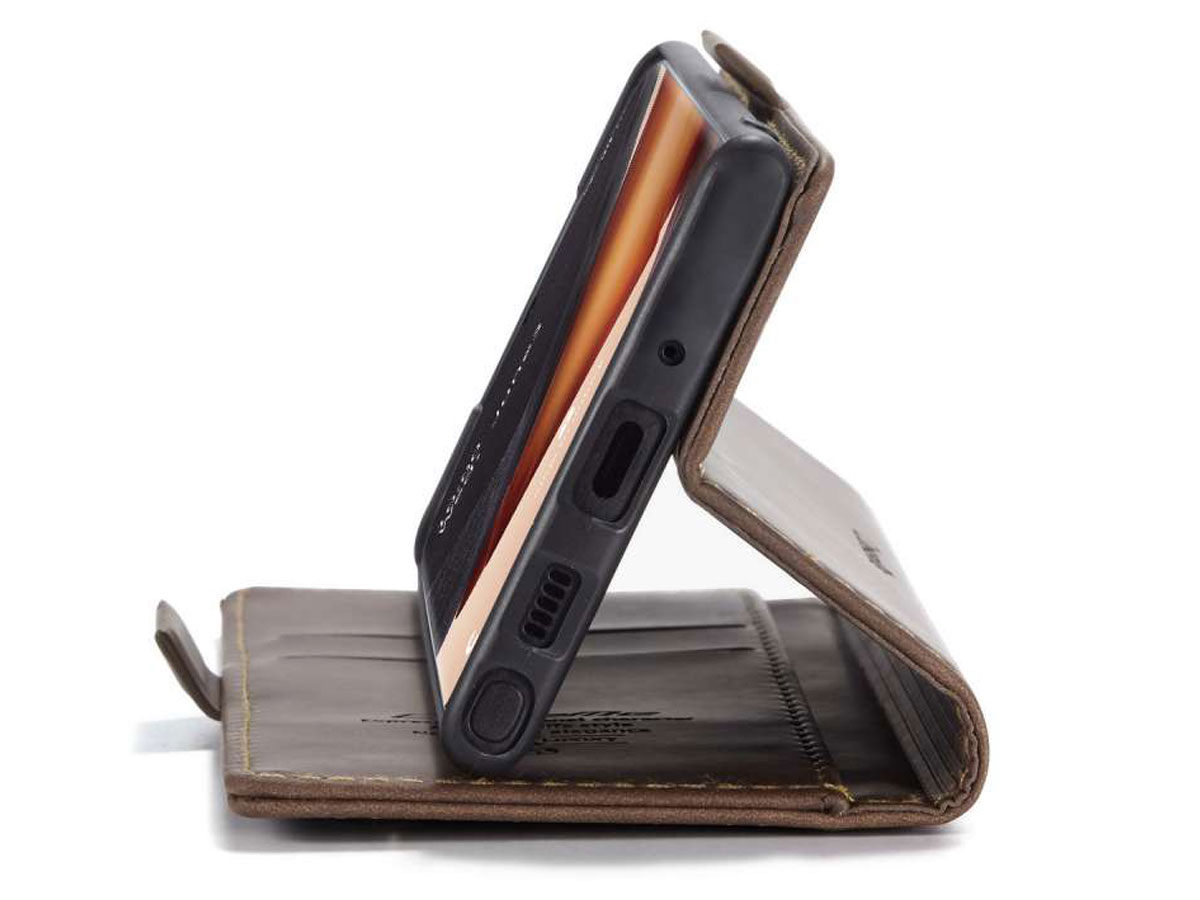 CaseMe Vintage BookCase Bruin - Samsung Galaxy Note 20 hoesje