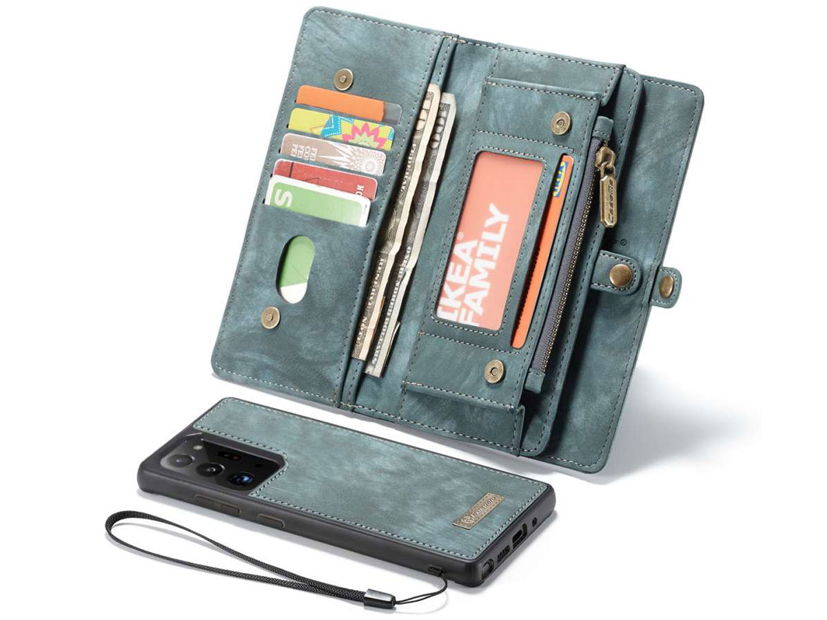 CaseMe 2in1 Wallet Ritsvak Case Blauw - Galaxy Note 20 Ultra Hoesje