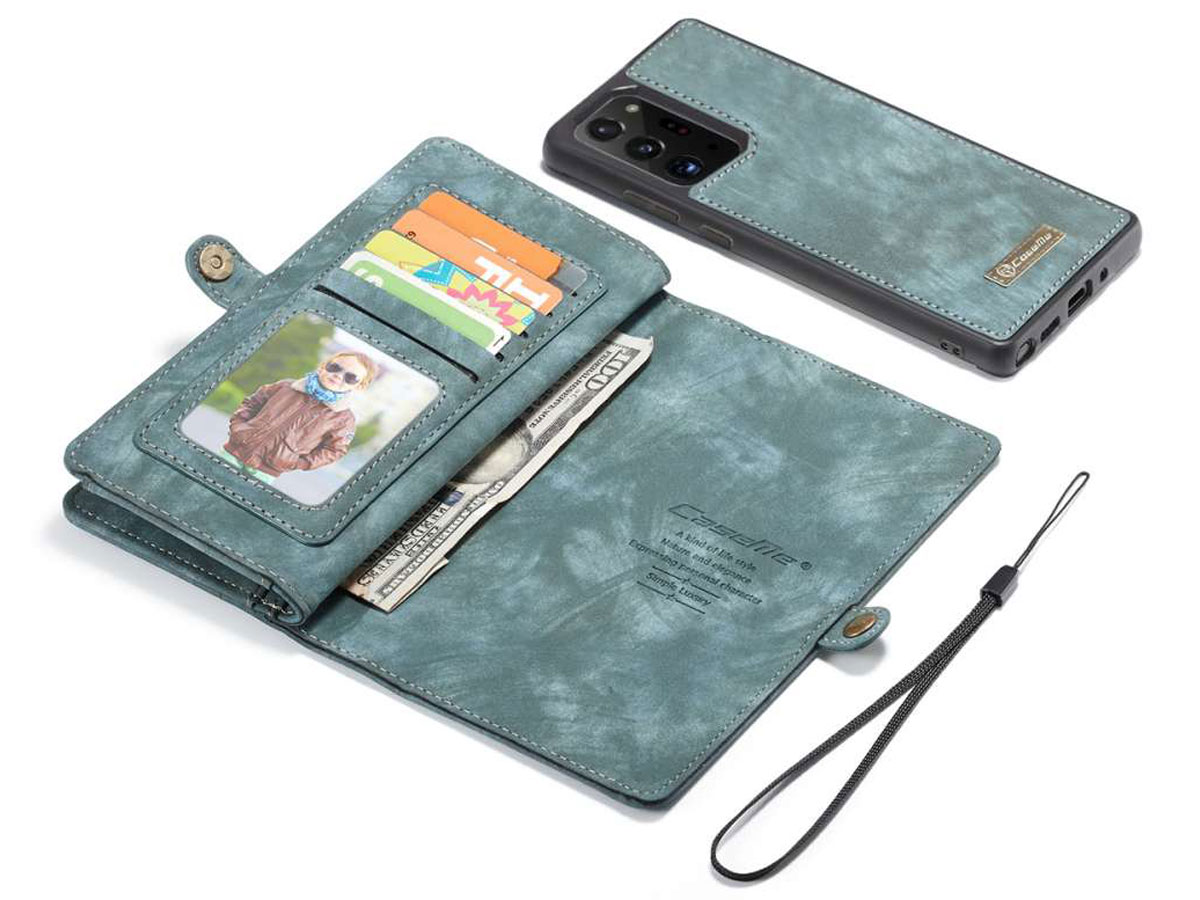 CaseMe 2in1 Wallet Ritsvak Case Blauw - Galaxy Note 20 Ultra Hoesje