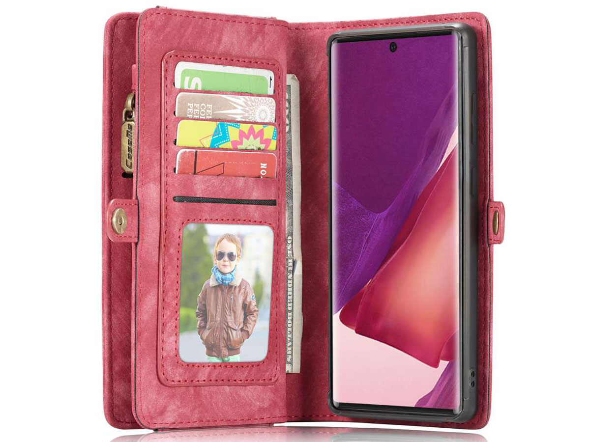 CaseMe 2in1 Wallet Ritsvak Case Rood - Galaxy Note 20 Ultra Hoesje