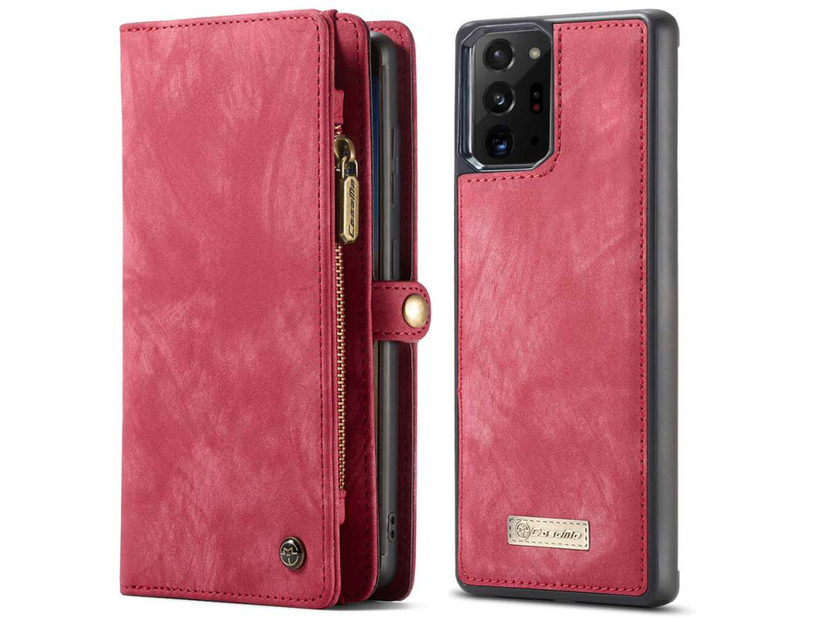 CaseMe 2in1 Wallet Ritsvak Case Rood - Galaxy Note 20 Ultra Hoesje