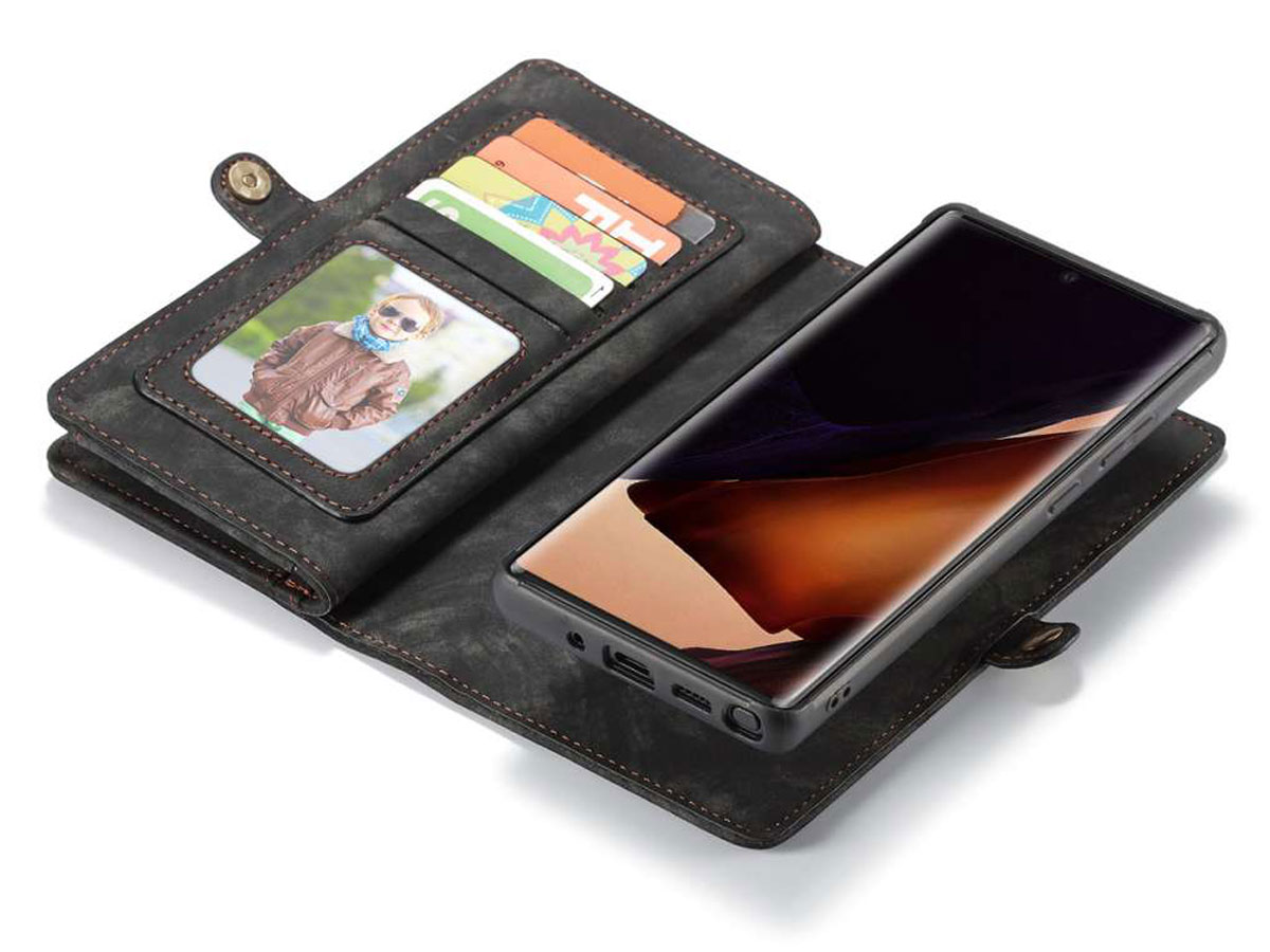 CaseMe 2in1 Wallet Ritsvak Case Zwart - Galaxy Note 20 Ultra Hoesje