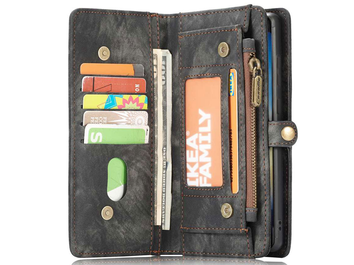 CaseMe 2in1 Wallet Ritsvak Case Zwart - Galaxy Note 20 Ultra Hoesje