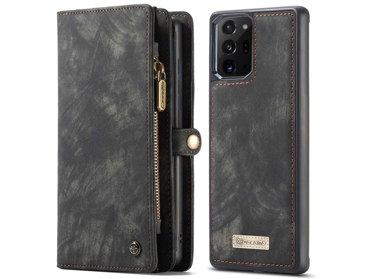 CaseMe 2in1 Wallet Ritsvak Case Zwart - Galaxy Note 20 Ultra Hoesje