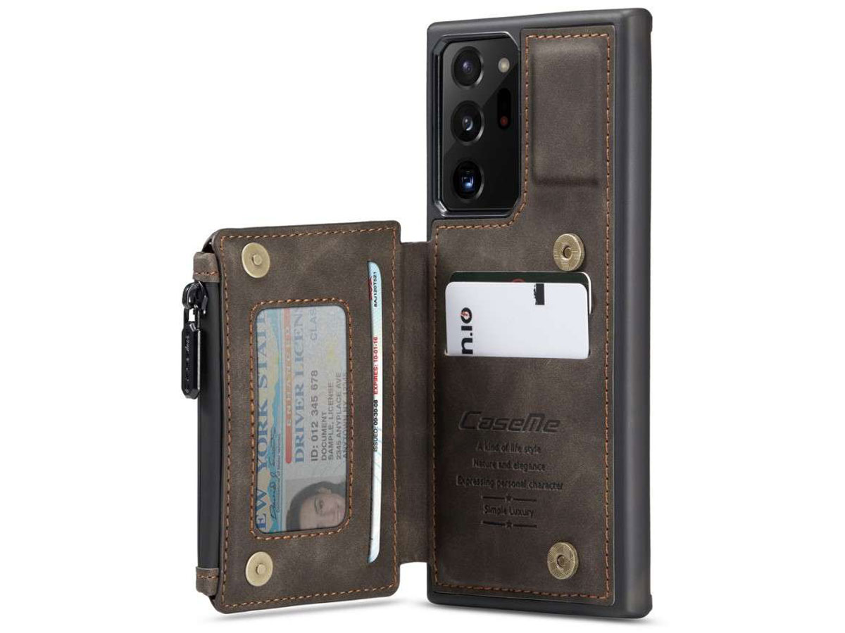 CaseMe Backcase Wallet Bruin - Samsung Galaxy Note 20 Ultra hoesje