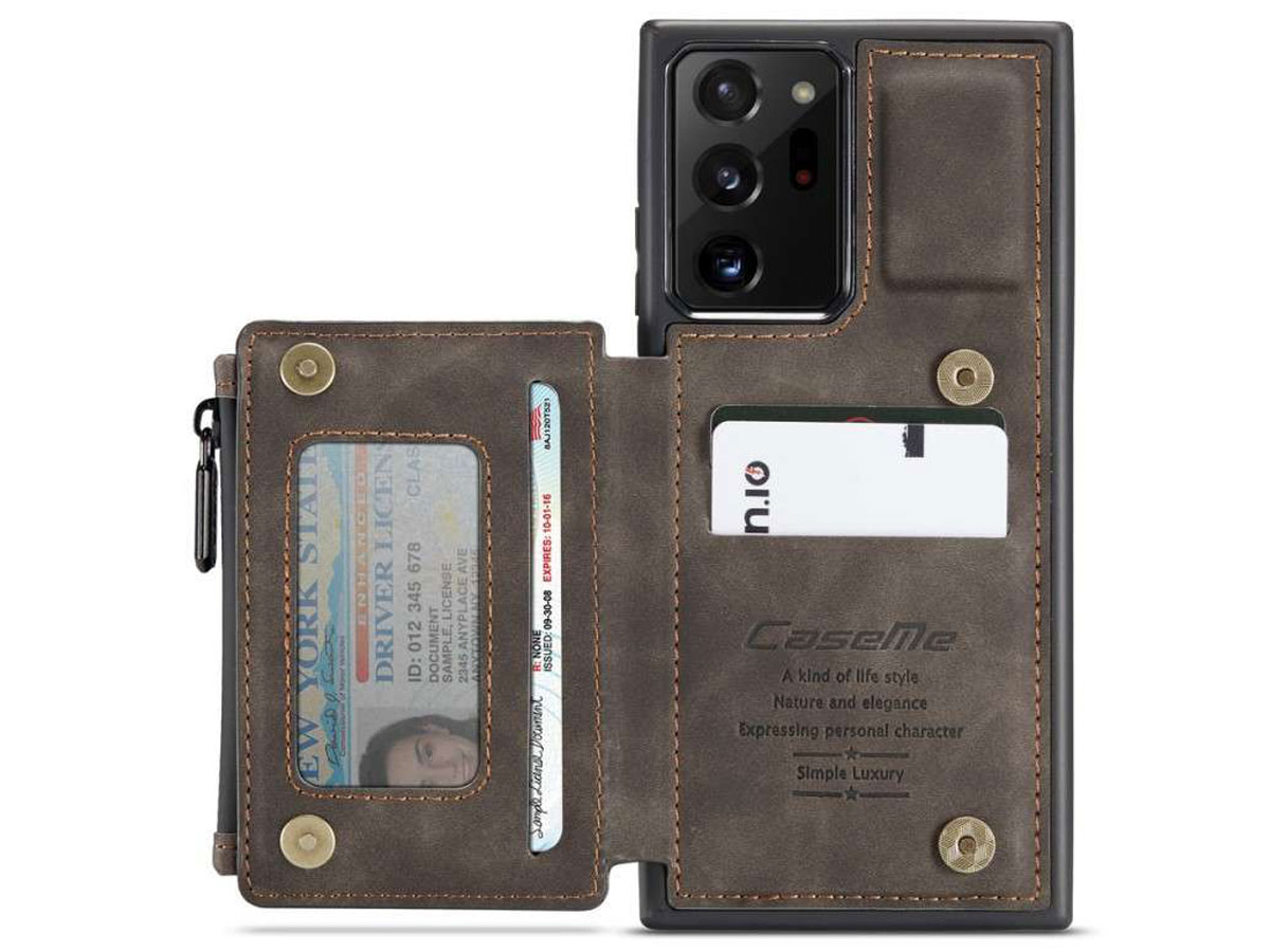 CaseMe Backcase Wallet Bruin - Samsung Galaxy Note 20 Ultra hoesje