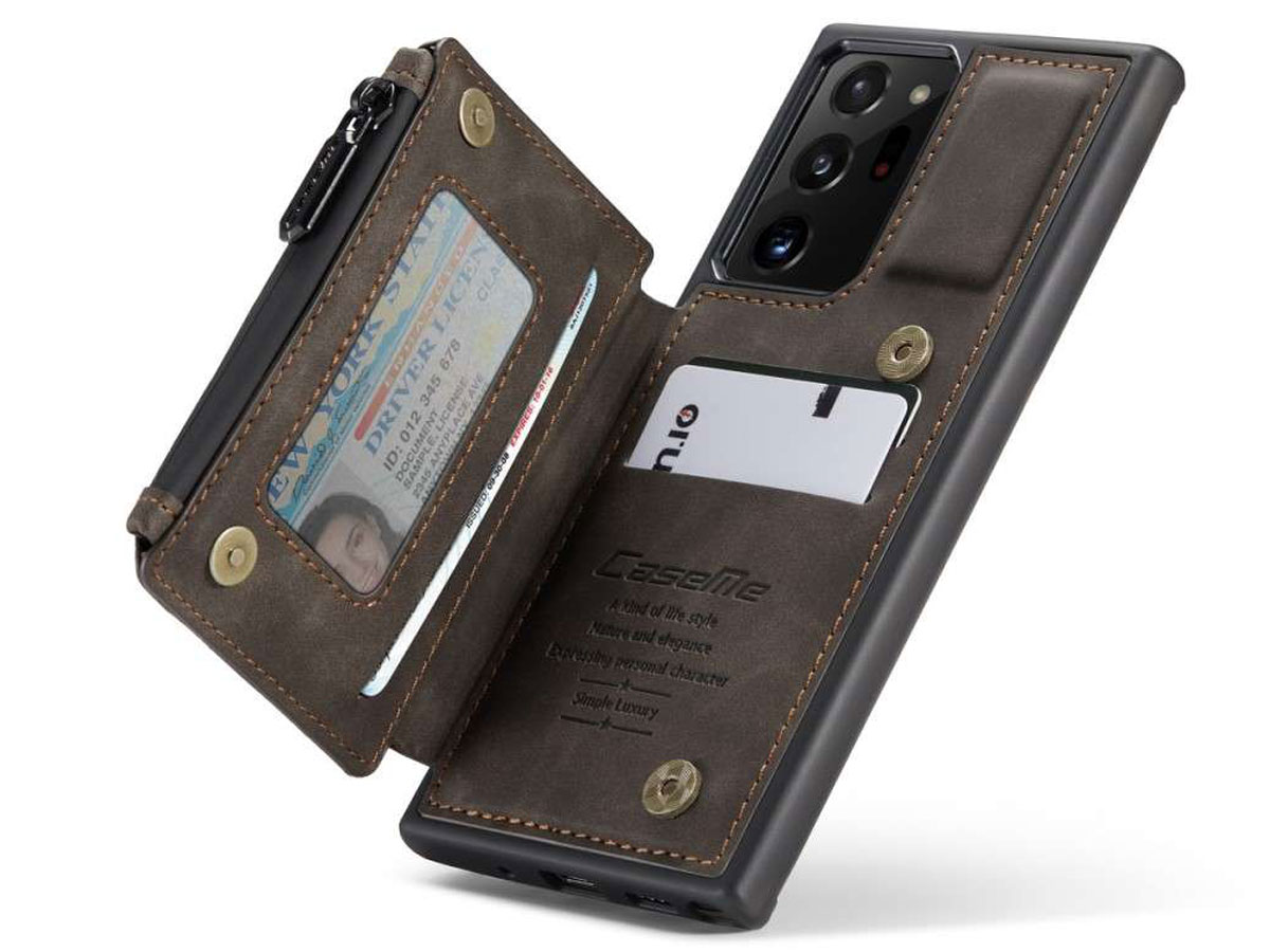 CaseMe Backcase Wallet Bruin - Samsung Galaxy Note 20 Ultra hoesje