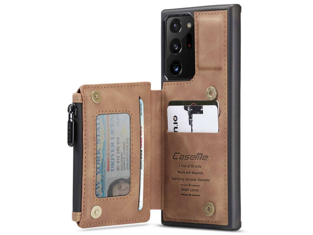 CaseMe Backcase Wallet Tan - Samsung Galaxy Note 20 Ultra hoesje