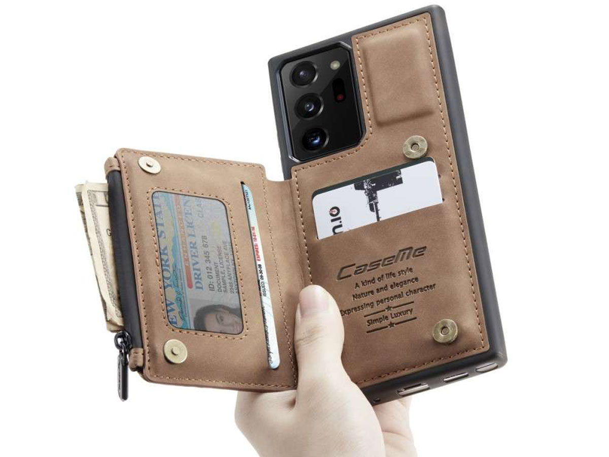 CaseMe Backcase Wallet Tan - Samsung Galaxy Note 20 Ultra hoesje