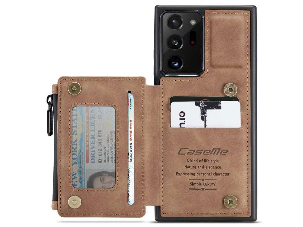 CaseMe Backcase Wallet Tan - Samsung Galaxy Note 20 Ultra hoesje
