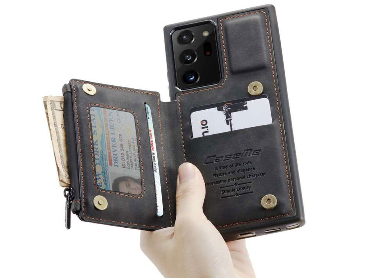 CaseMe Backcase Wallet Zwart - Samsung Galaxy Note 20 Ultra hoesje