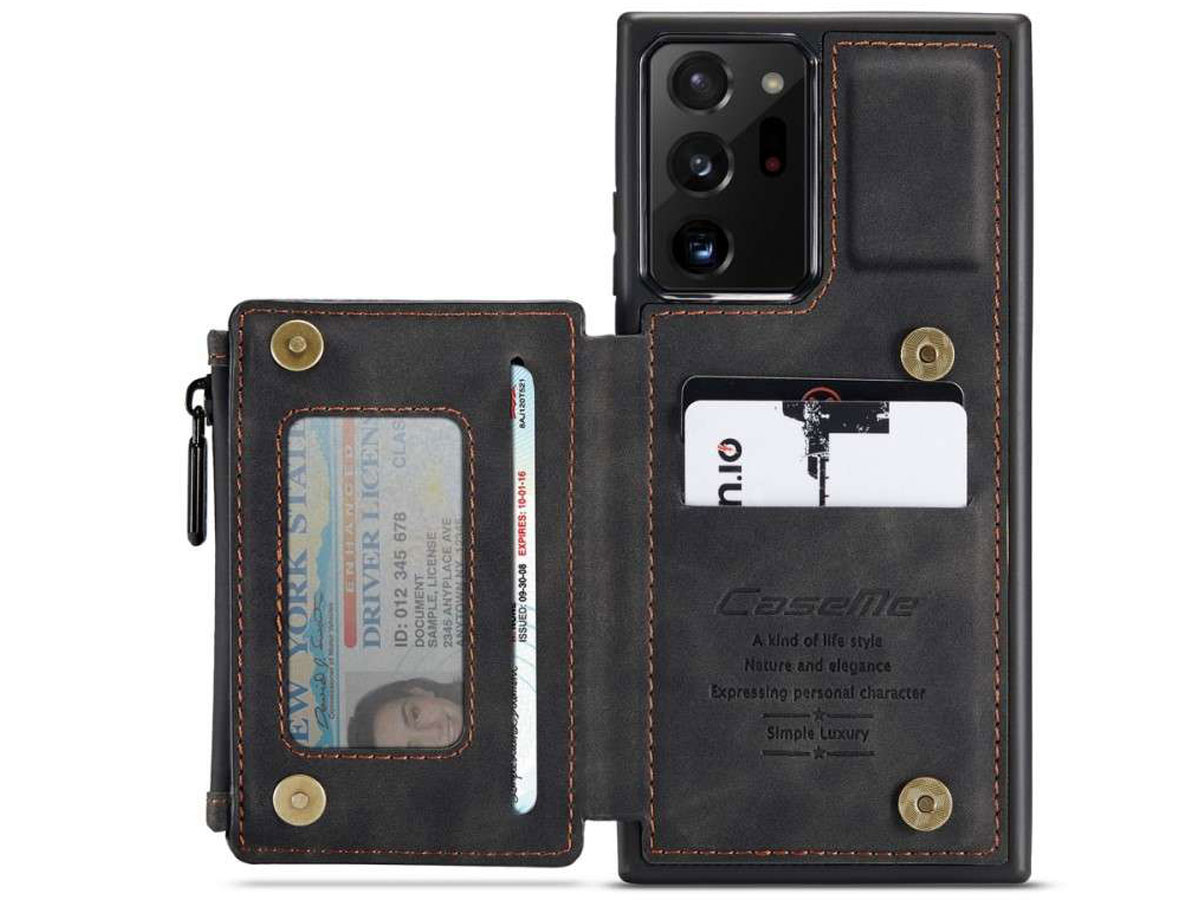 CaseMe Backcase Wallet Zwart - Samsung Galaxy Note 20 Ultra hoesje