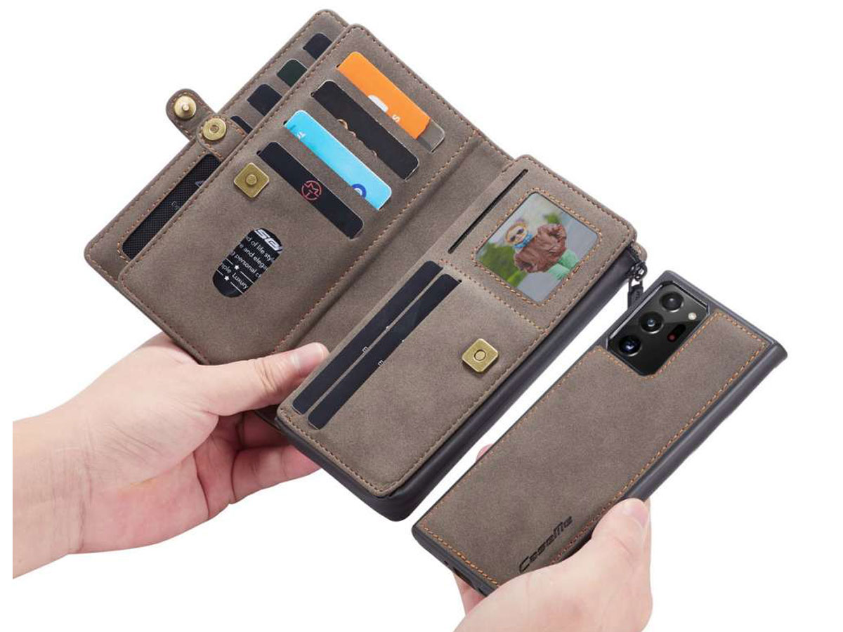 CaseMe 2in1 Multi Wallet Case Bruin - Samsung Galaxy Note 20 Ultra Hoesje