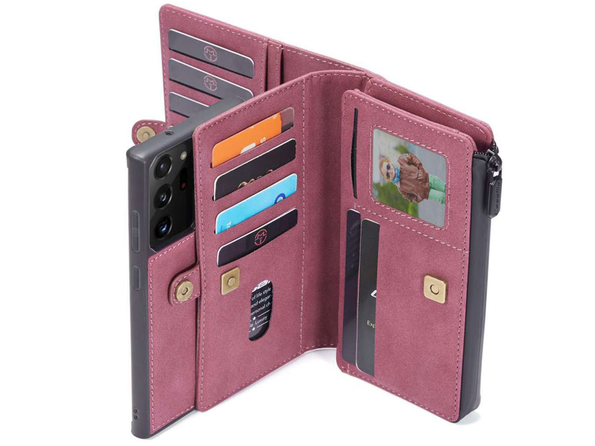 CaseMe 2in1 Multi Wallet Case Rood - Samsung Galaxy Note 20 Ultra Hoesje