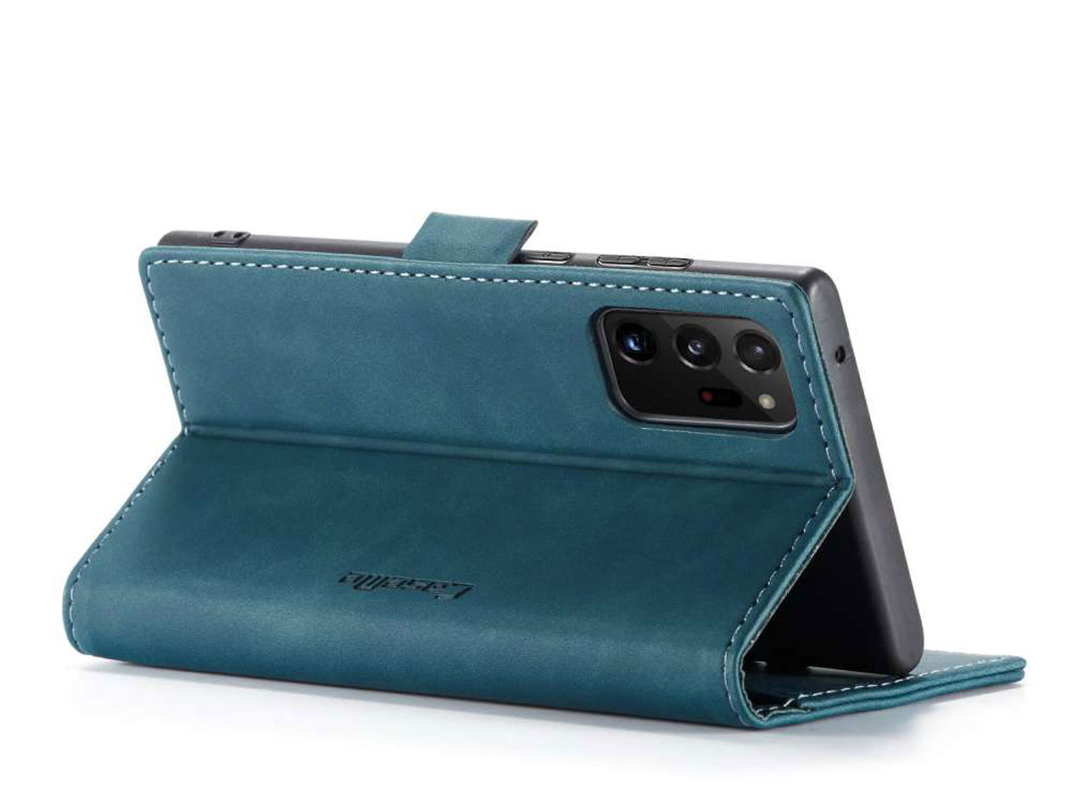 CaseMe Vintage BookCase Blauw - Samsung Galaxy Note 20 Ultra hoesje