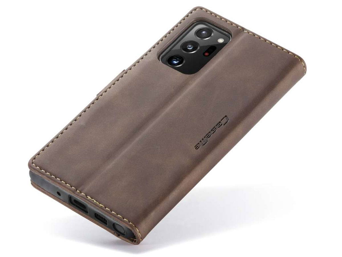 CaseMe Vintage BookCase Bruin - Samsung Galaxy Note 20 Ultra hoesje