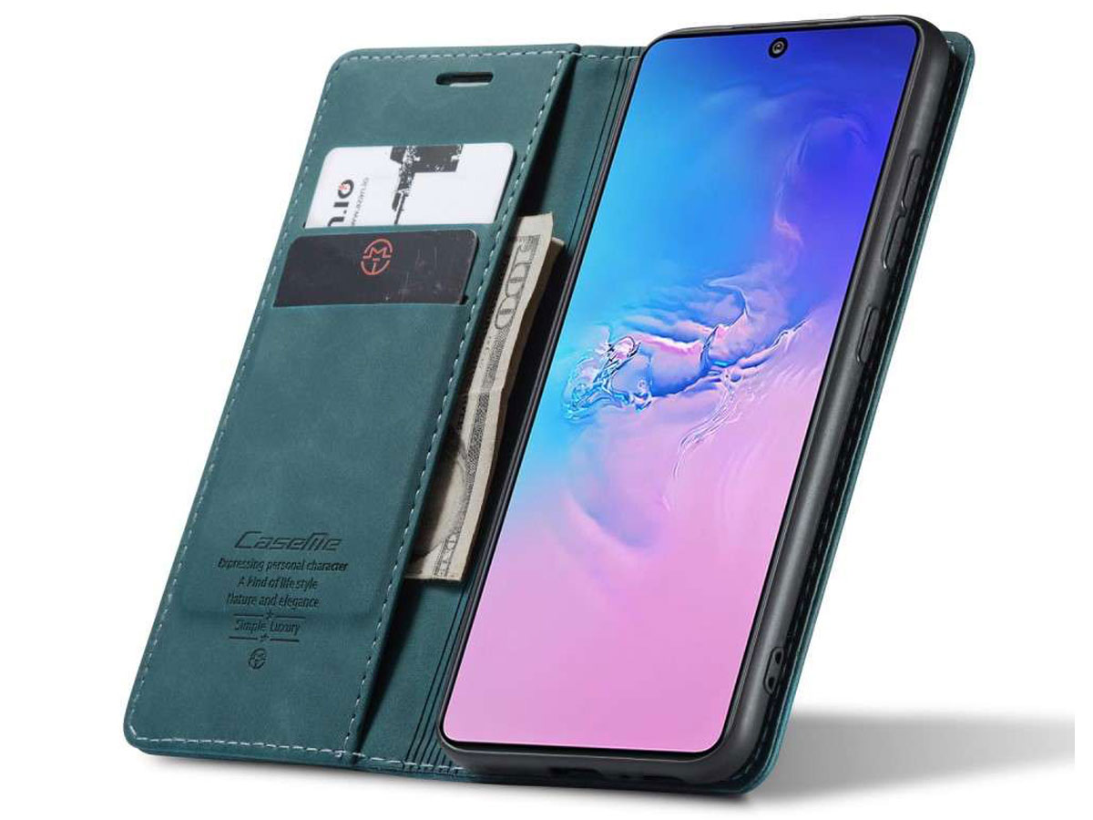 CaseMe Vintage BookCase Blauw - Samsung Galaxy S10 Lite hoesje