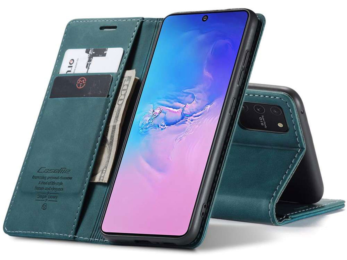 CaseMe Vintage BookCase Blauw - Samsung Galaxy S10 Lite hoesje