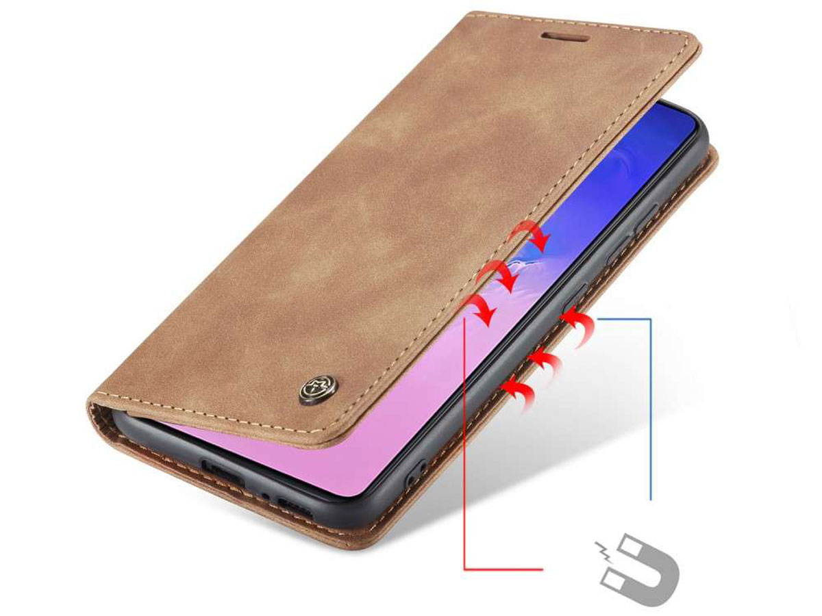 CaseMe Vintage BookCase Tan - Samsung Galaxy S10 Lite hoesje