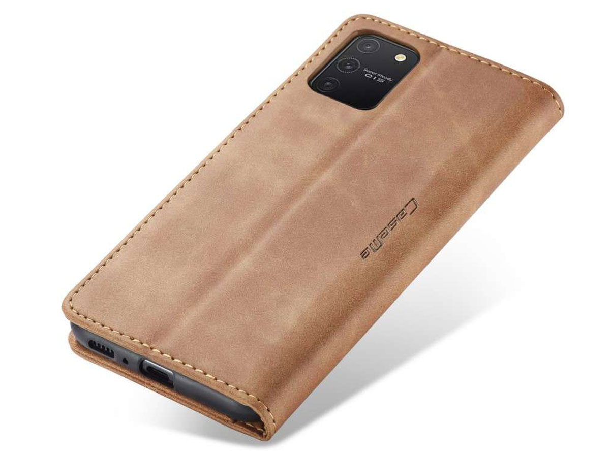 CaseMe Vintage BookCase Tan - Samsung Galaxy S10 Lite hoesje