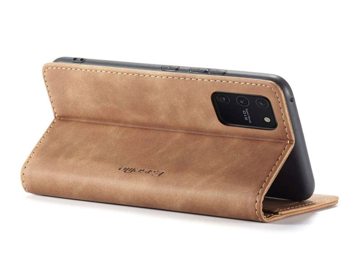 CaseMe Vintage BookCase Tan - Samsung Galaxy S10 Lite hoesje