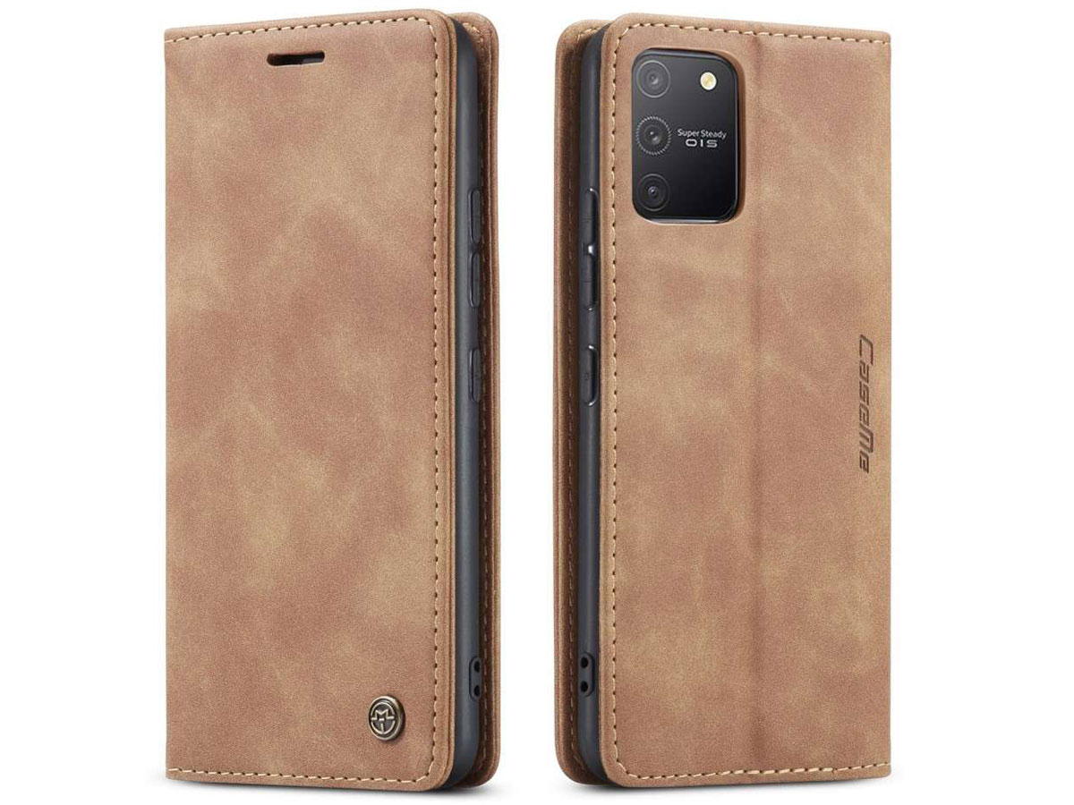 CaseMe Vintage BookCase Tan - Samsung Galaxy S10 Lite hoesje