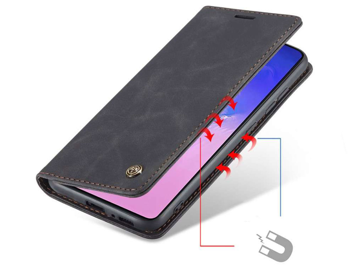 CaseMe Vintage BookCase Zwart - Samsung Galaxy S10 Lite hoesje