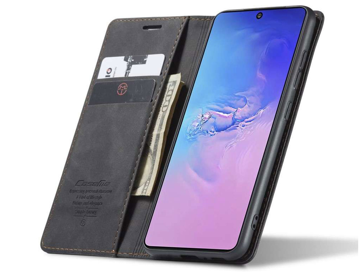 CaseMe Vintage BookCase Zwart - Samsung Galaxy S10 Lite hoesje