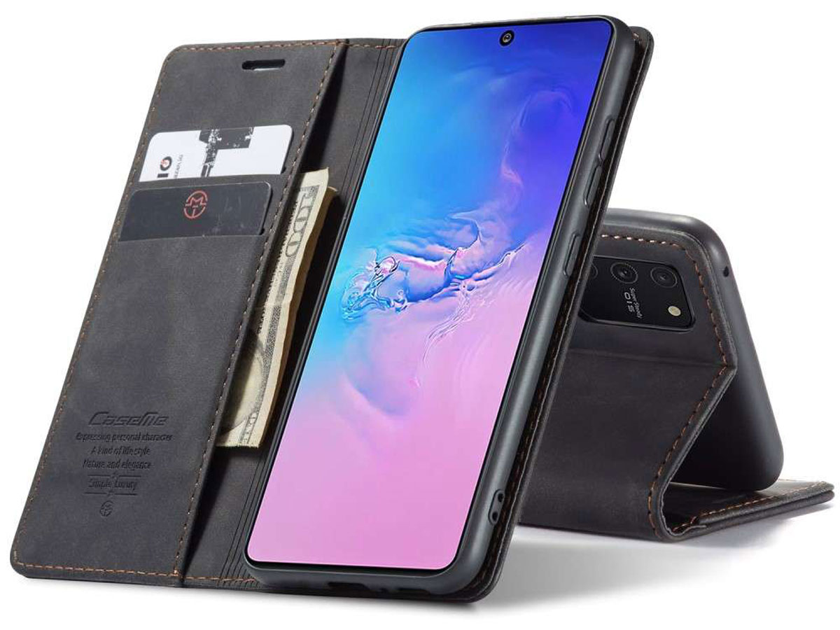 CaseMe Vintage BookCase Zwart - Samsung Galaxy S10 Lite hoesje