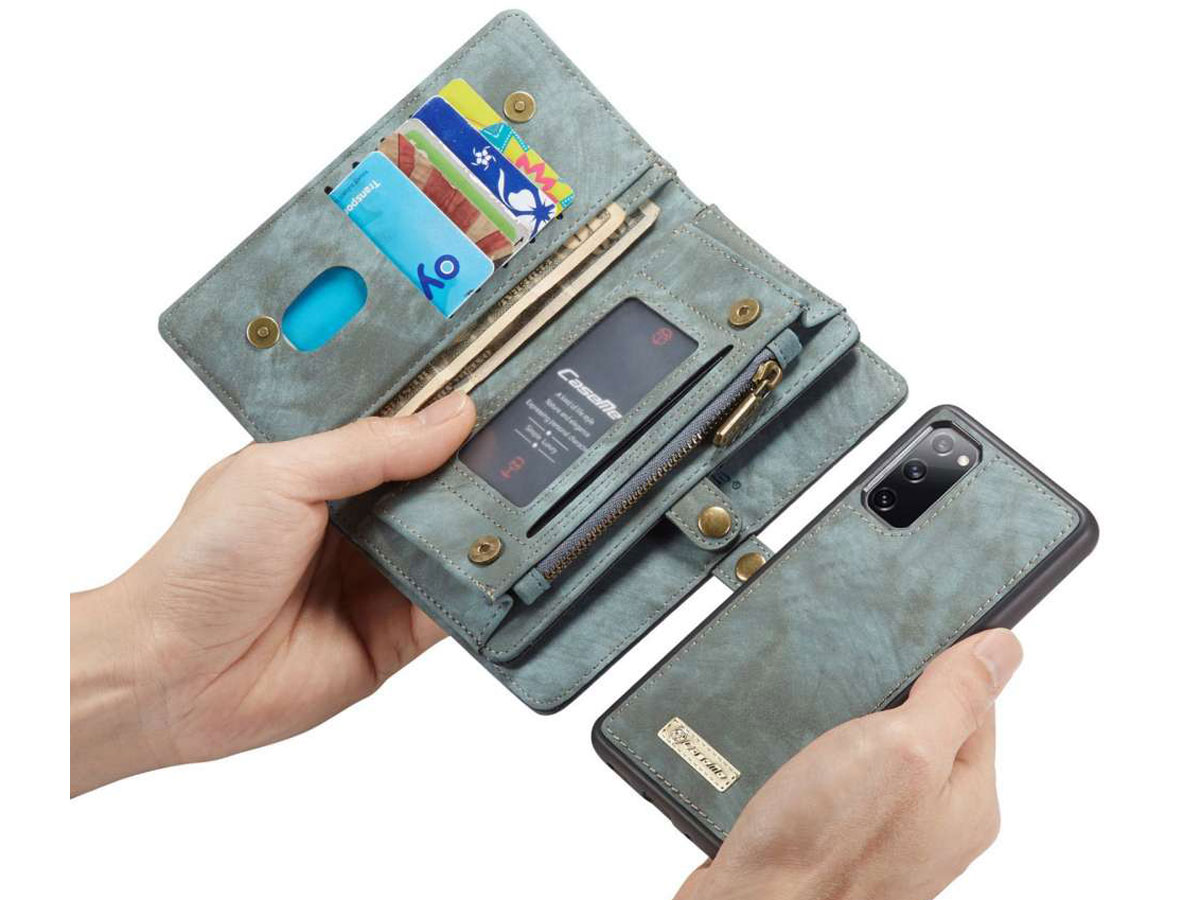 CaseMe 2in1 Wallet Ritsvak Case Blauw - Samsung Galaxy S20 FE Hoesje