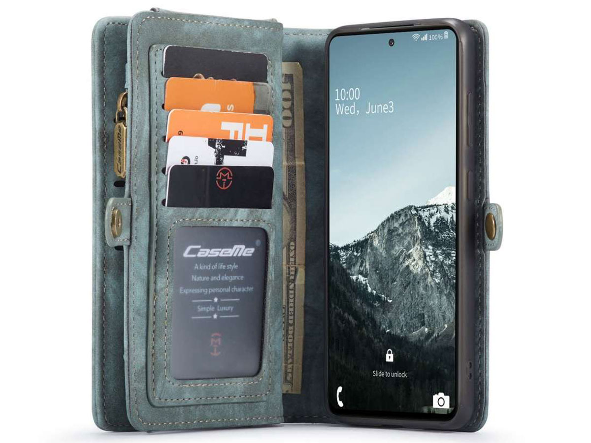 CaseMe 2in1 Wallet Ritsvak Case Blauw - Samsung Galaxy S20 FE Hoesje