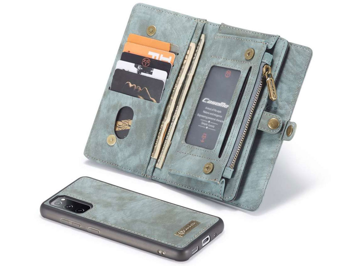 CaseMe 2in1 Wallet Ritsvak Case Blauw - Samsung Galaxy S20 FE Hoesje