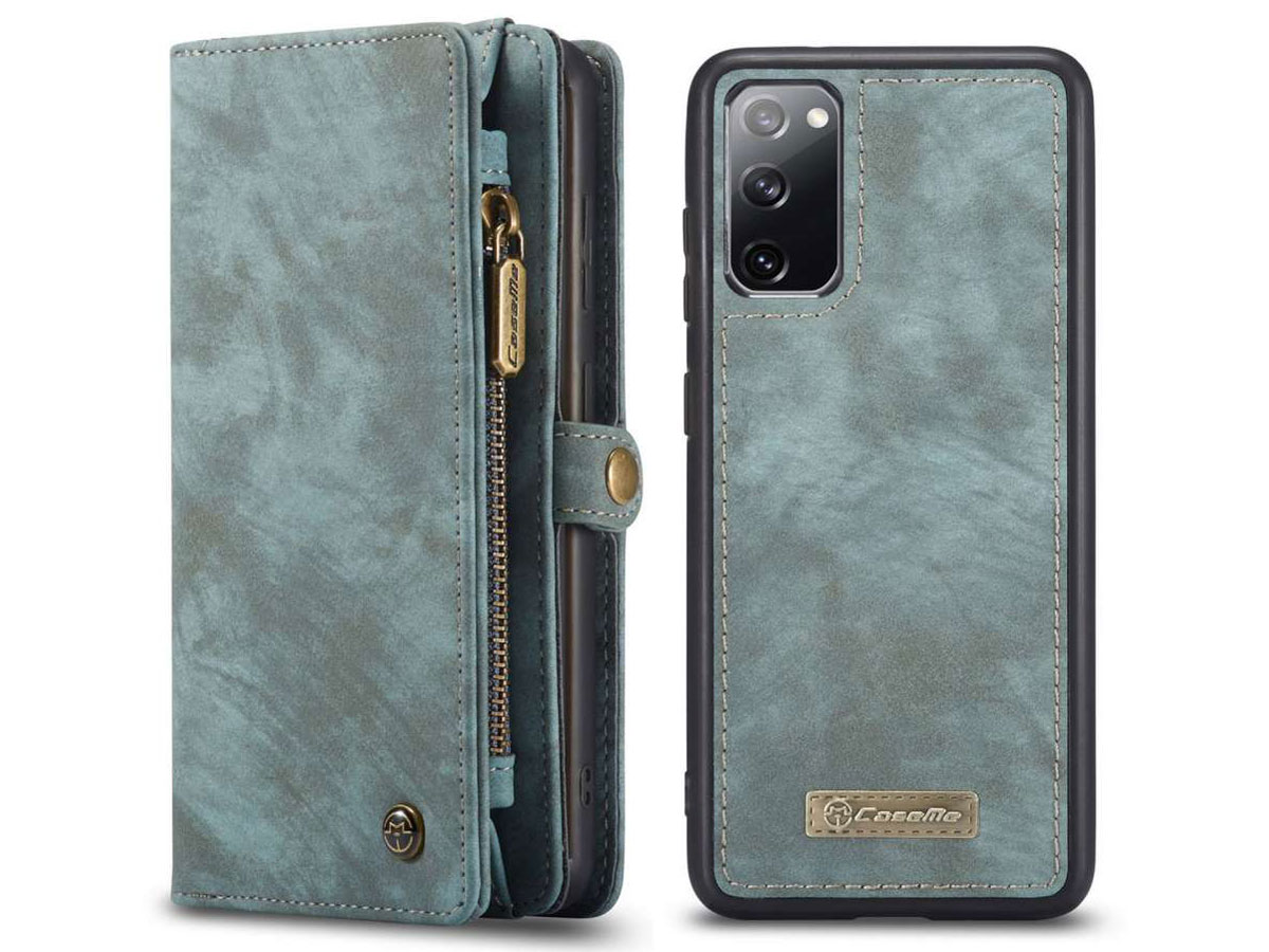 CaseMe 2in1 Wallet Ritsvak Case Blauw - Samsung Galaxy S20 FE Hoesje