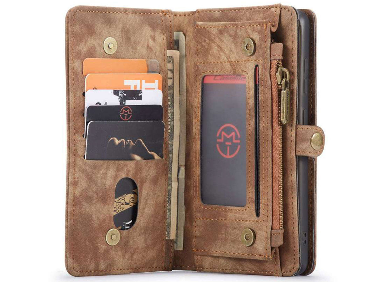 CaseMe 2in1 Wallet Ritsvak Case Bruin - Samsung Galaxy S20 FE Hoesje