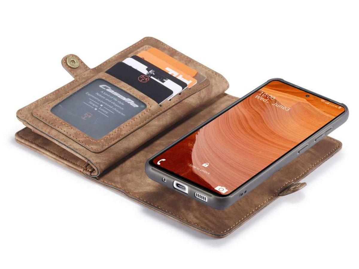 CaseMe 2in1 Wallet Ritsvak Case Bruin - Samsung Galaxy S20 FE Hoesje