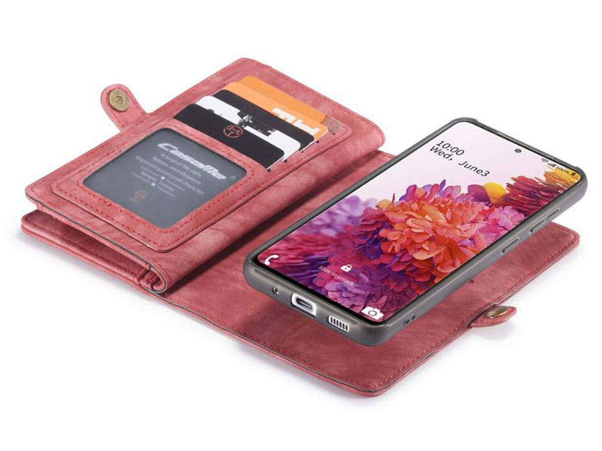 CaseMe 2in1 Wallet Ritsvak Case Rood - Samsung Galaxy S20 FE Hoesje