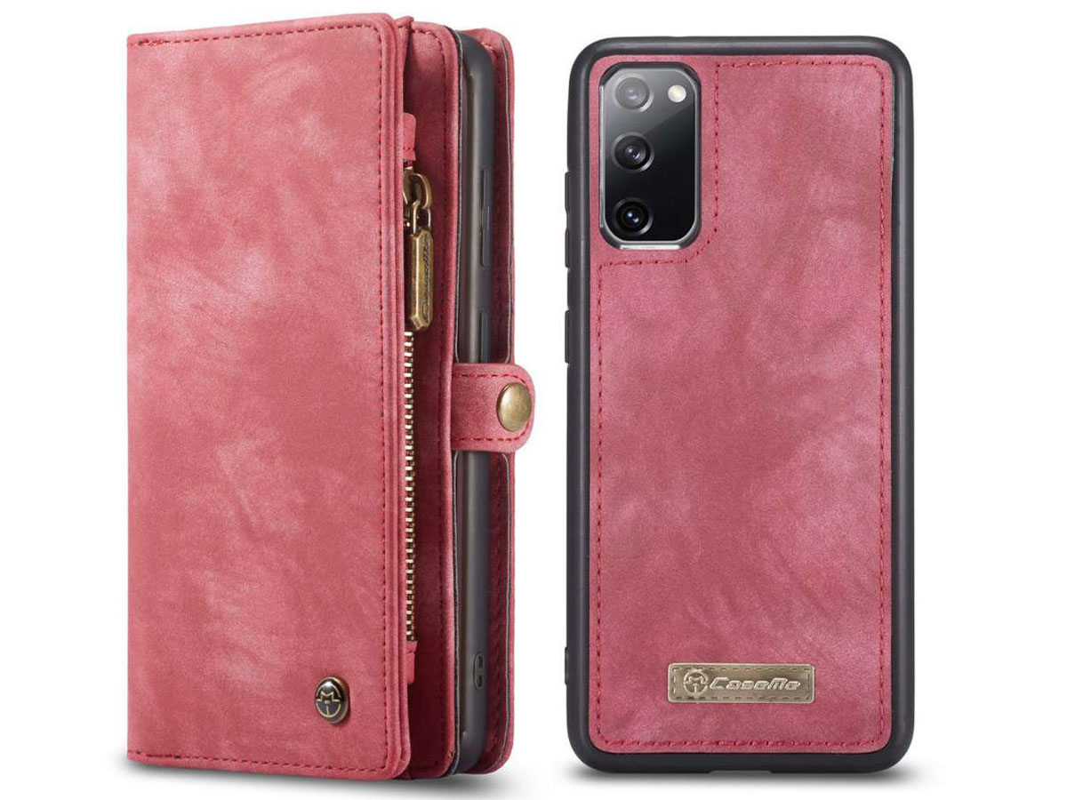 CaseMe 2in1 Wallet Ritsvak Case Rood - Samsung Galaxy S20 FE Hoesje