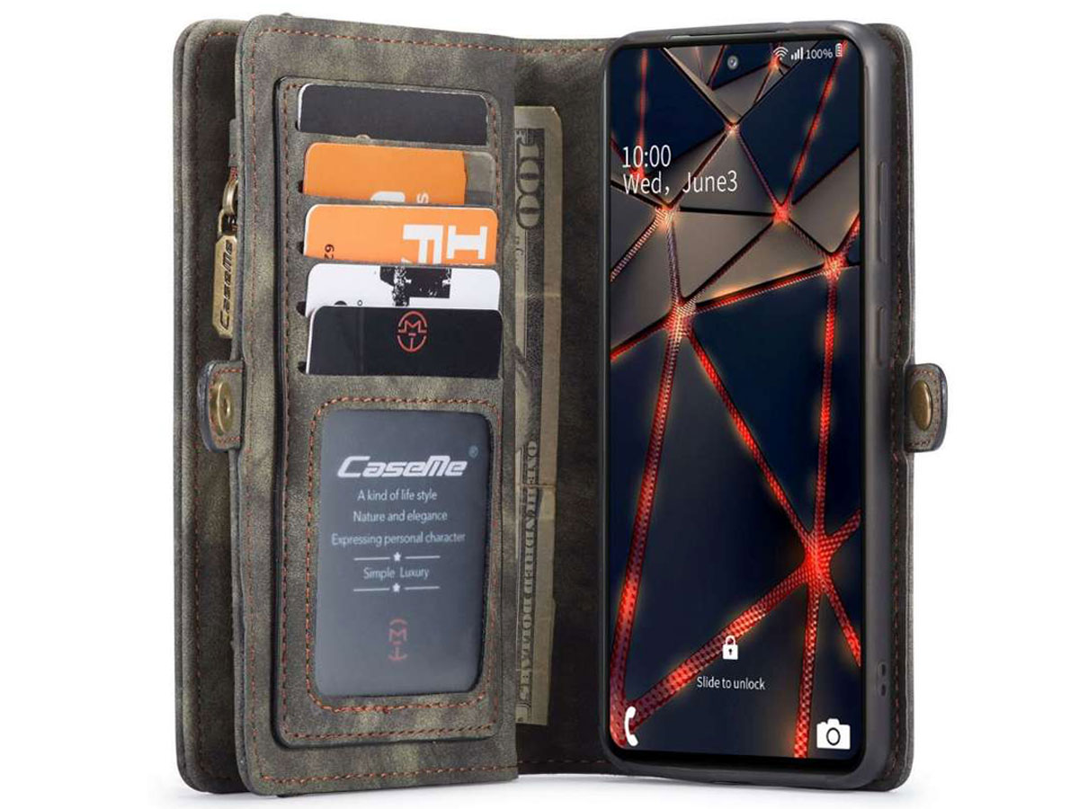 CaseMe 2in1 Wallet Ritsvak Case Zwart - Samsung Galaxy S20 FE Hoesje