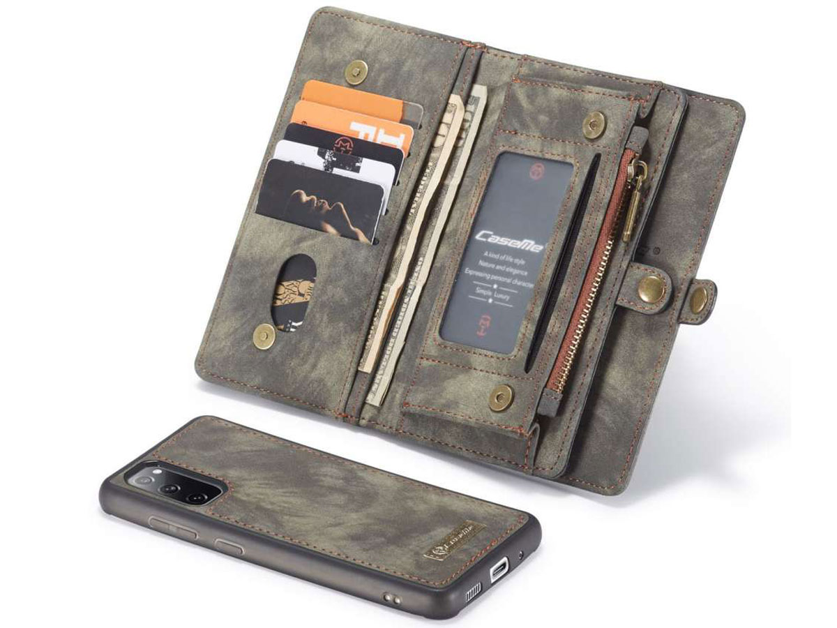 CaseMe 2in1 Wallet Ritsvak Case Zwart - Samsung Galaxy S20 FE Hoesje